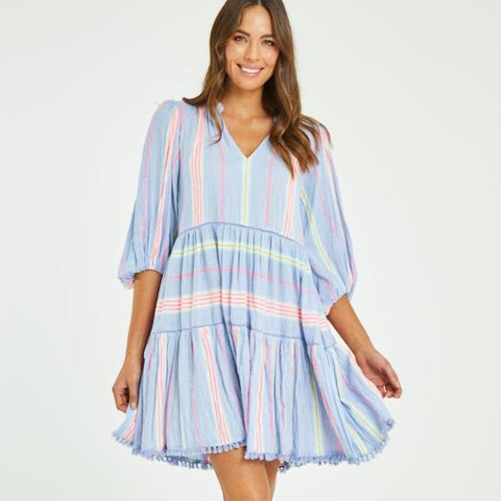 Rubyyaya Neon Dress-Blue Multi